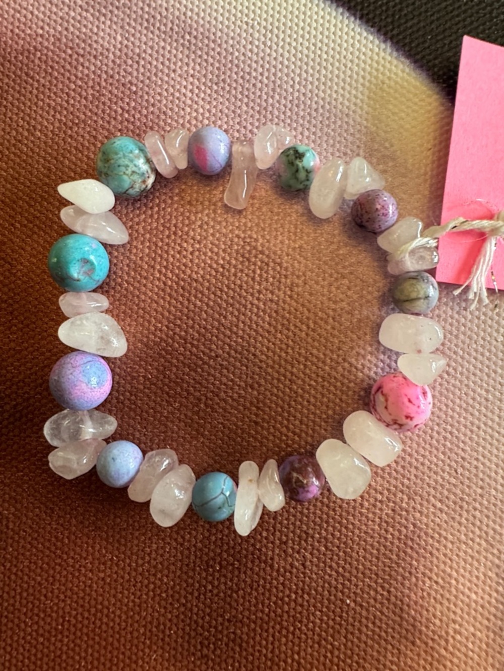Rhodonite Beaded Stretch Bracelet with Rose Quartz Accents